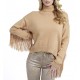 Guess Fringes Wool Blend Sweater-Beige