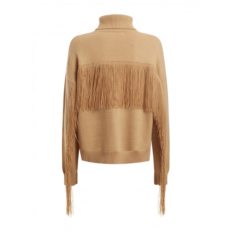 Guess Fringes Wool Blend Sweater-Beige