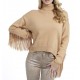 Guess Fringes Wool Blend Sweater-Beige