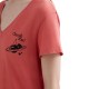 Replay T-Shirt V Neck Cherish You Print-Coral