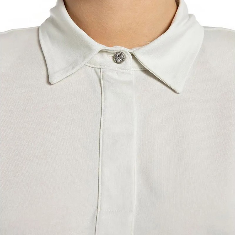 Replay Polo Shirt With Rhinestone Detail-White