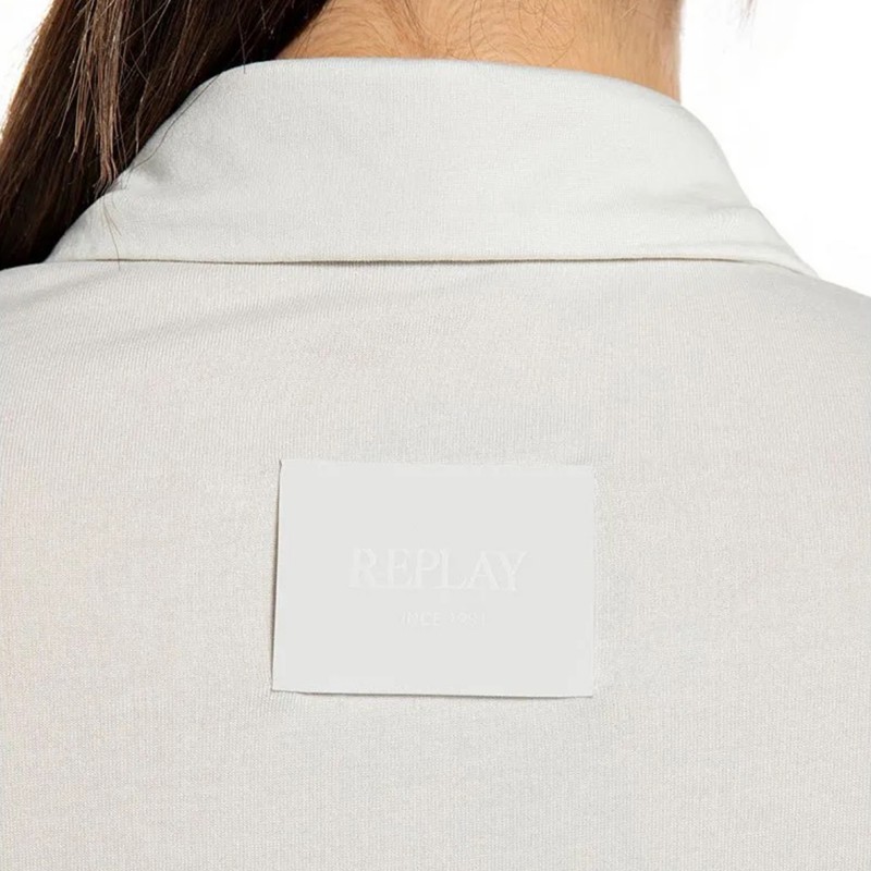 Replay Polo Shirt With Rhinestone Detail-White