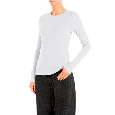 Replay T-Shirt Long Sleeve Rib-Natural White