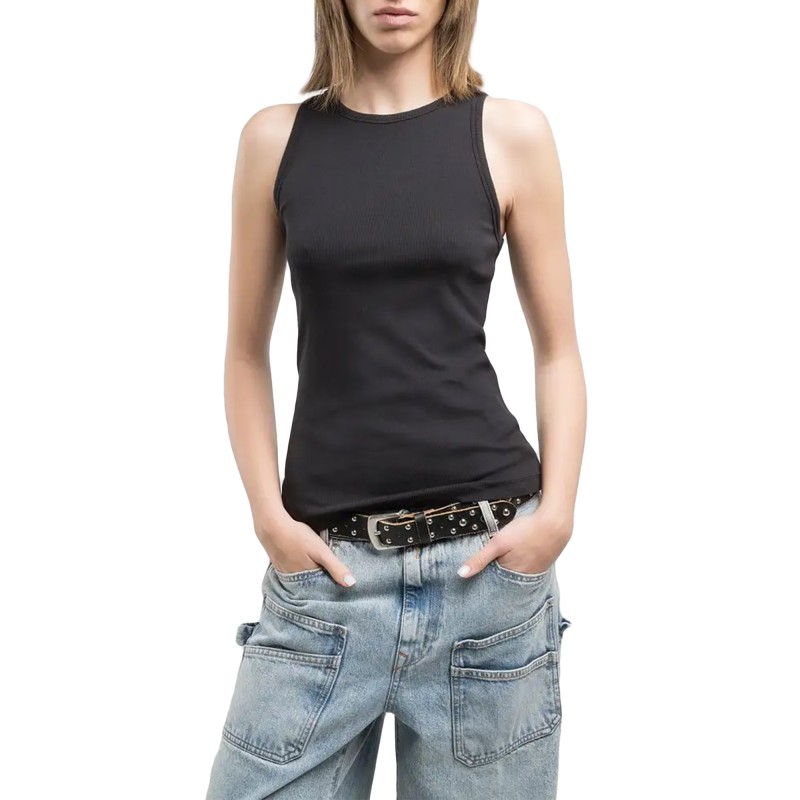 Replay Tank Top Rib Knit Slim Fit-Black Replay Tank Top Rib Knit Slim Fit-Black