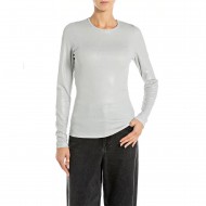 Replay T-Shirt Shiny Effect Long Sleeved-Ice