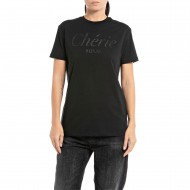 Replay Cherie Lurex Logo T-Shirt-Black