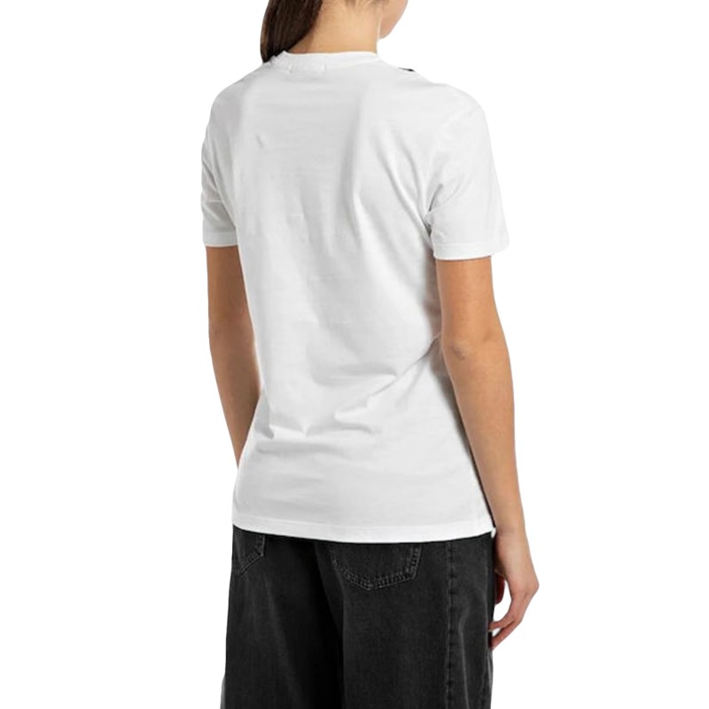 Replay Lurex Patterned Logo T-Shirt-White