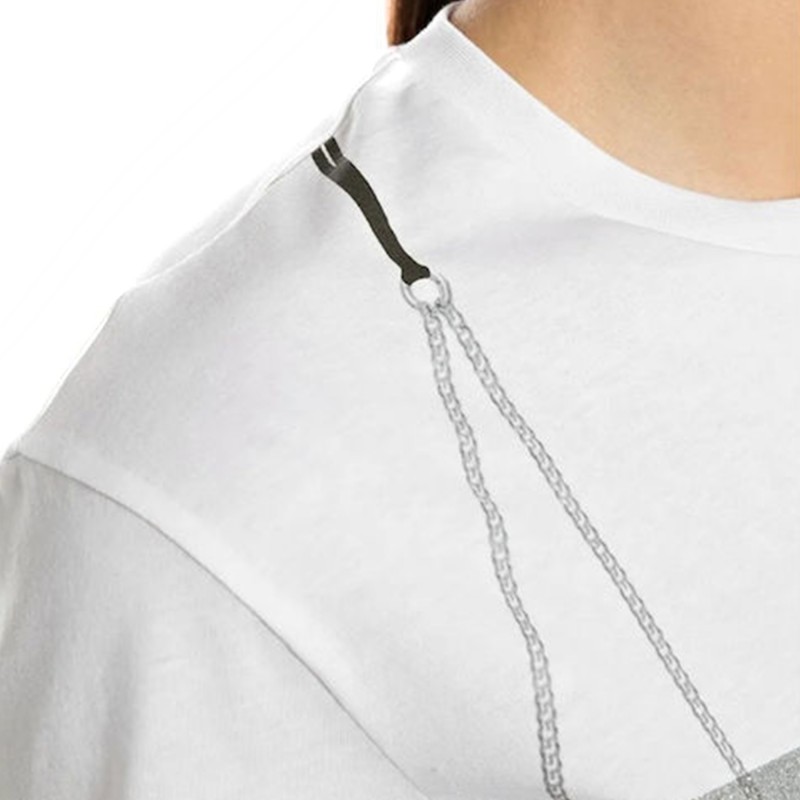 Replay Lurex Patterned Logo T-Shirt-White