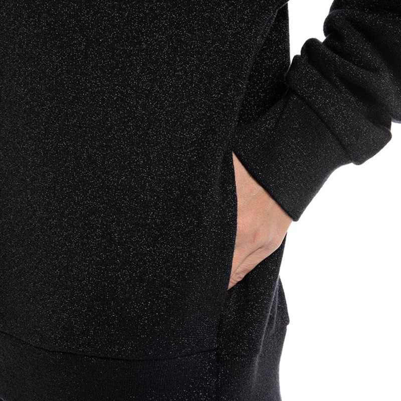 Replay Lurex Hoodie Sweatshirt With Sequins Logo-Black