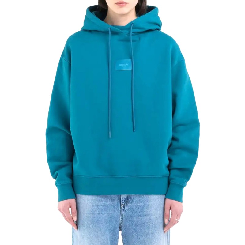 Replay Long Hoody Sweatshirt-Peacock