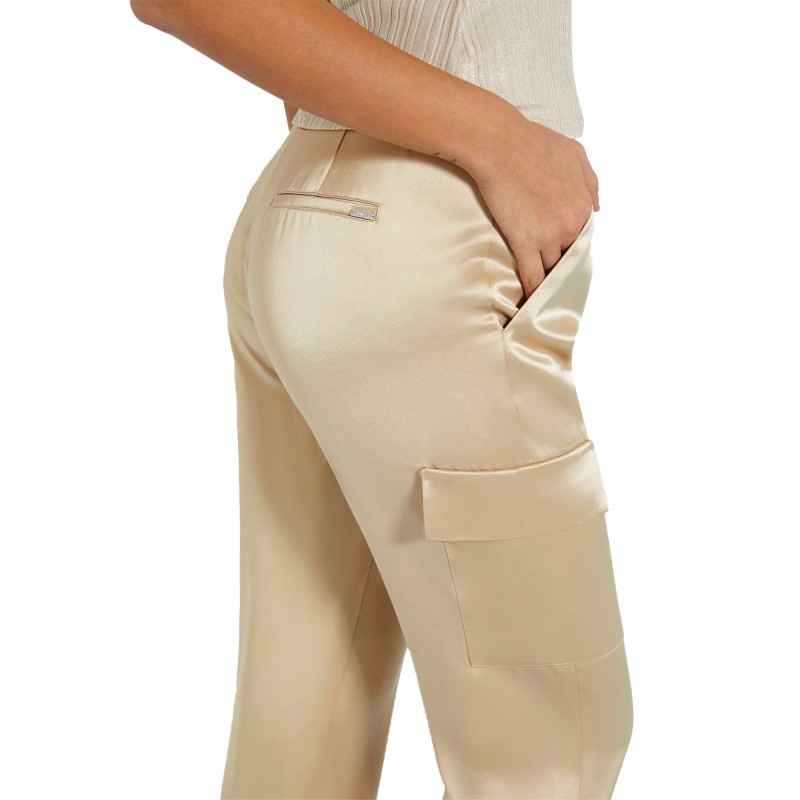 Guess Satin Cargo Pant-Beige Guess Satin Cargo Pant-Beige