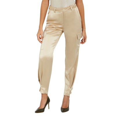 Guess Satin Cargo Pant-Beige