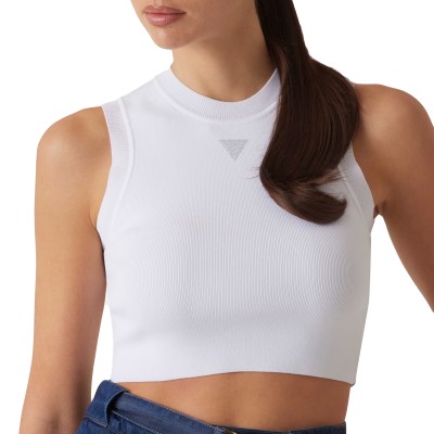 Guess Tank Top Alexia Small Sparkle Triangle-White