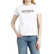 Guess T-Shirt Leopard Lurex Logo-White