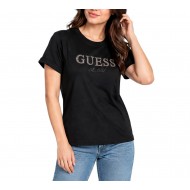 Guess T-Shirt Leopard Lurex Logo-Black