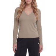 Guess T-Shirt Long Sleeve V Neck-Beige
