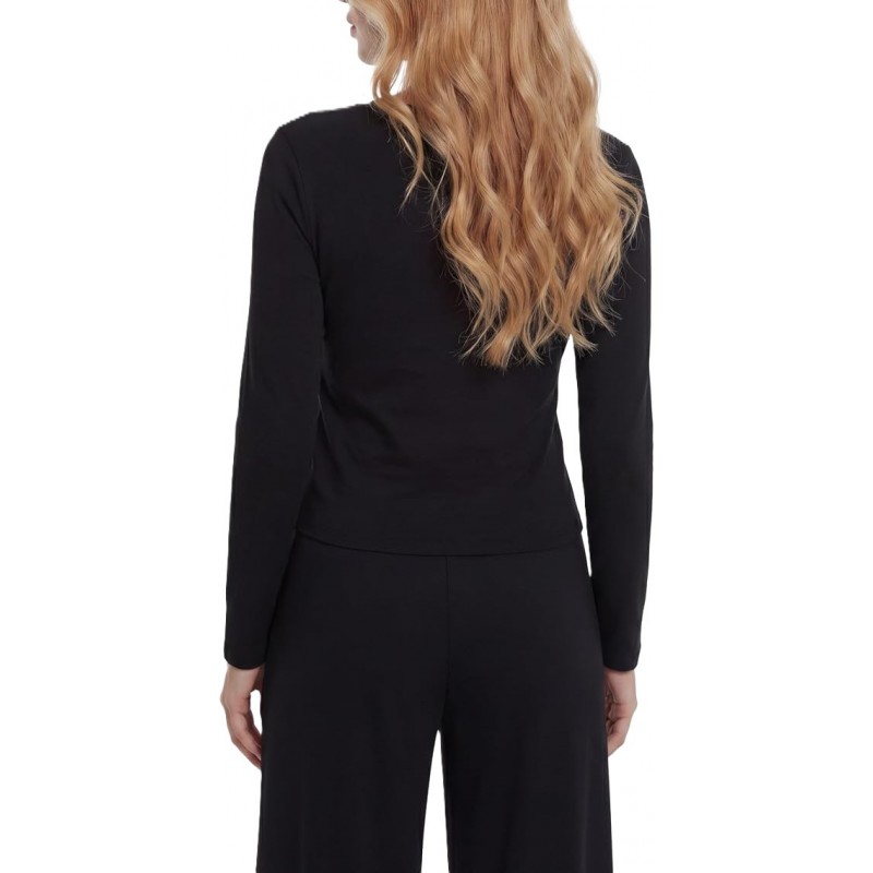 Guess T-Shirt Long Sleeve V Neck-Black