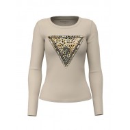 Guess Savanna T-Shirt Leopard Triangle-Cream
