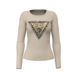 Guess Savanna T-Shirt Leopard Triangle-Cream
