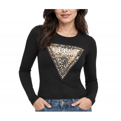 Guess Savanna T-Shirt Leopard Triangle-Black