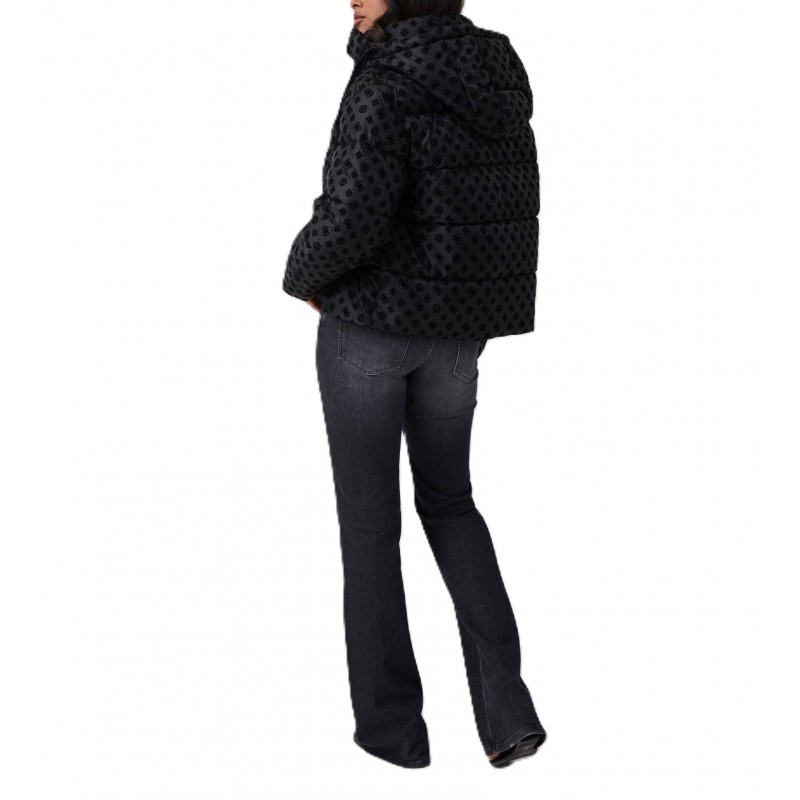 Guess New Daisy Puffer Jacket Crop Logo-Black