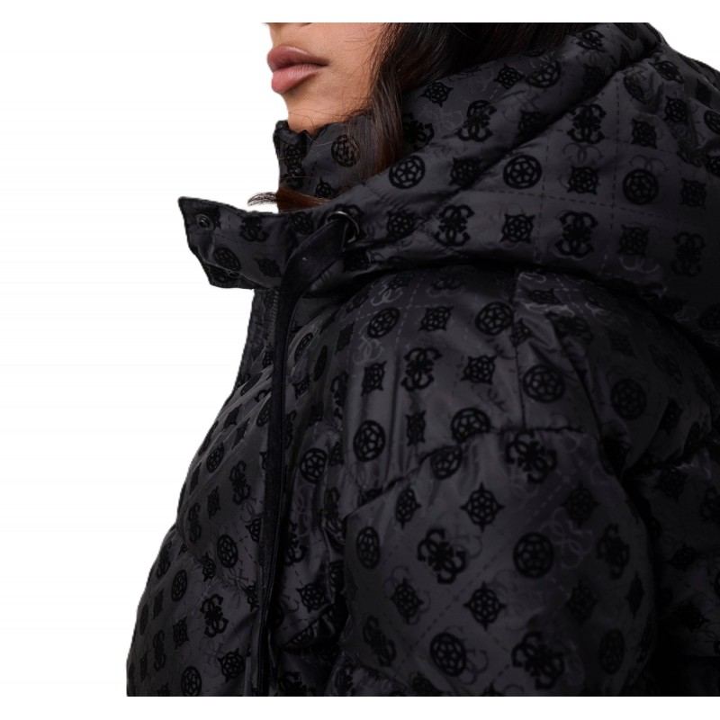 Guess New Daisy Puffer Jacket Crop Logo-Black