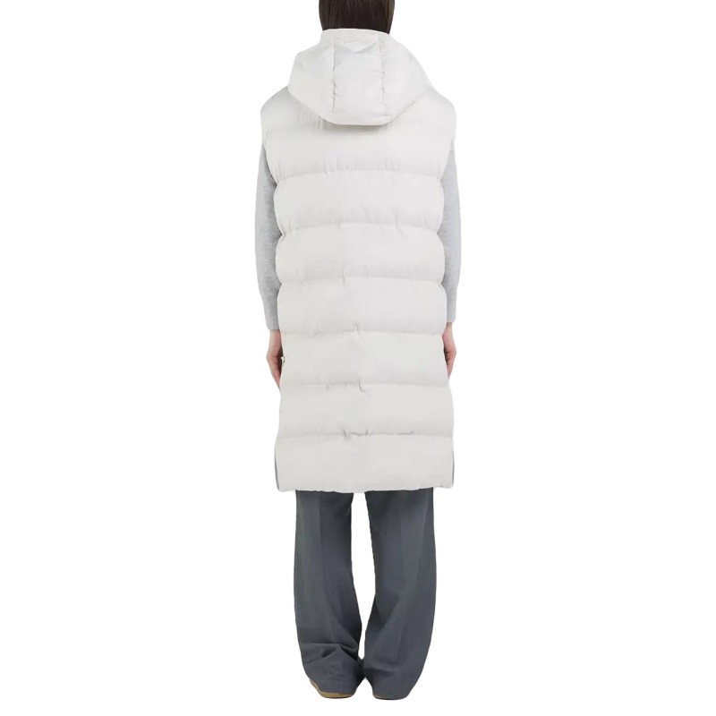 Replay Long Sleeveless Vest-Butter White