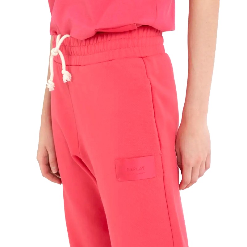 Replay Straight Fit Jogger Trousers With Print-Hibiscus