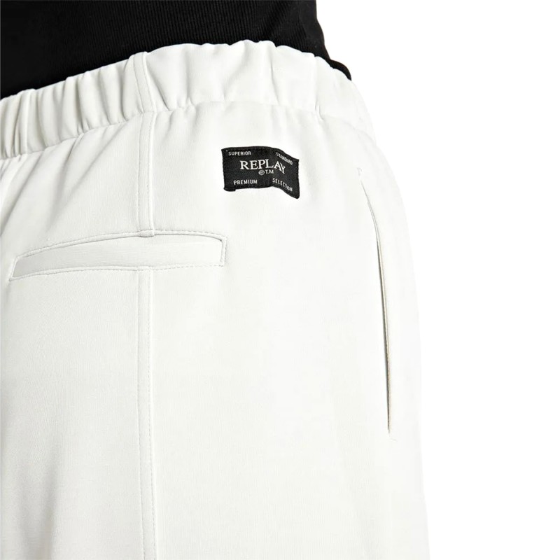 Replay Wide Leg Trousers With Waist Band-Off White