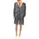 Replay Short Frilled Dress With All-Over Pattern-Black/Azure/Pink Replay Short Frilled Dress With All-Over Pattern-Black/Azure/Pink