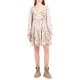 Replay Short Frilled Dress With All-Over Pattern-Sand/Multicolor