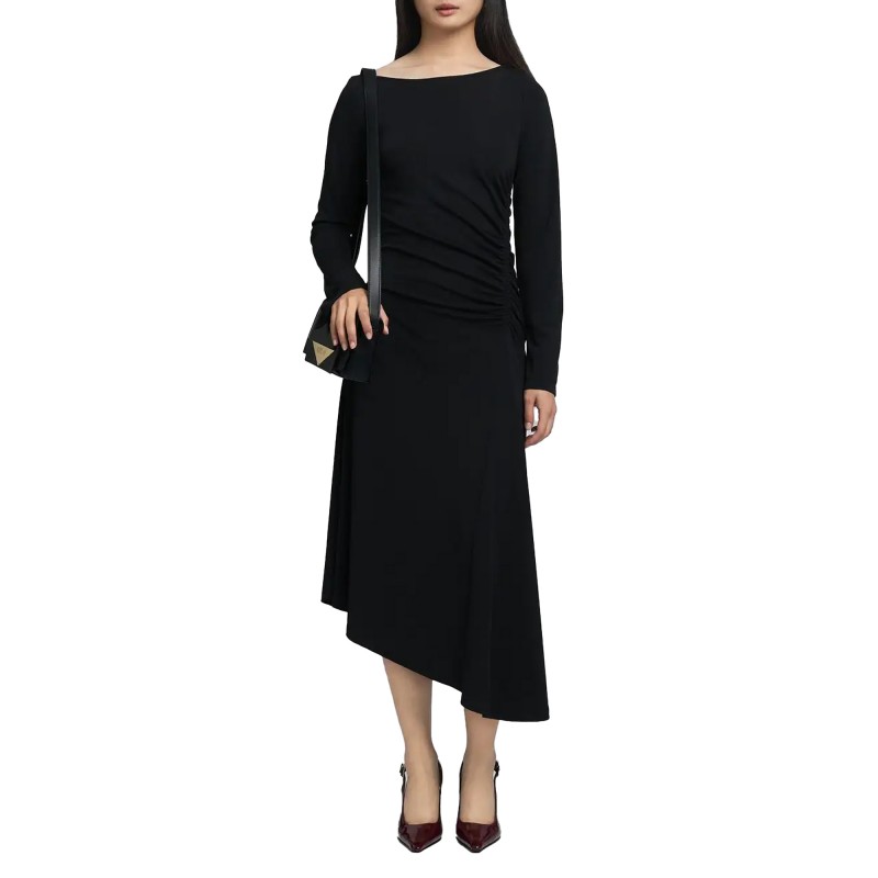 Replay Dress Midi Asymmetrical-Black Replay Dress Midi Asymmetrical-Black