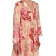 Replay Satin Dress With Floral Print-Beige/Fuchsia Replay Satin Dress With Floral Print-Beige/Fuchsia