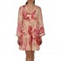 Replay Satin Dress With Floral Print-Beige/Fuchsia