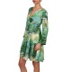 Replay Short Frilled Dress With Exotic Print-Vibrant Green Replay Short Frilled Dress With Exotic Print-Vibrant Green
