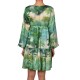 Replay Short Frilled Dress With Exotic Print-Vibrant Green Replay Short Frilled Dress With Exotic Print-Vibrant Green