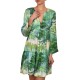 Replay Short Frilled Dress With Exotic Print-Vibrant Green Replay Short Frilled Dress With Exotic Print-Vibrant Green