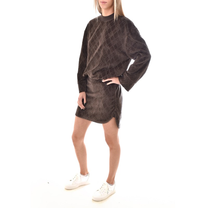 Replay Velvet Midi Dress With Logo All-Over Replay Velvet Midi Dress With Logo All-Over