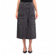 Replay Midi Skirt In Denim-Black