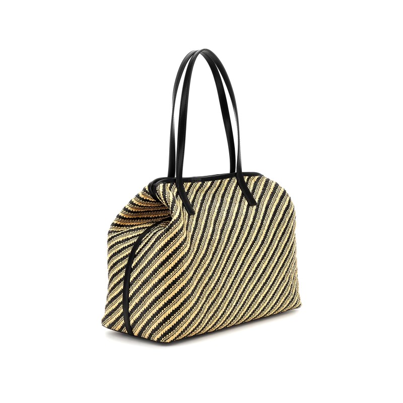 Guess Vikki II Shopper Bag Rafia Pochette-Black/Natural
