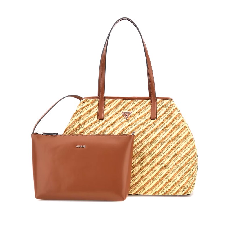 Guess Vikki II Shopper Bag Rafia Pochette-Cognac/Natural