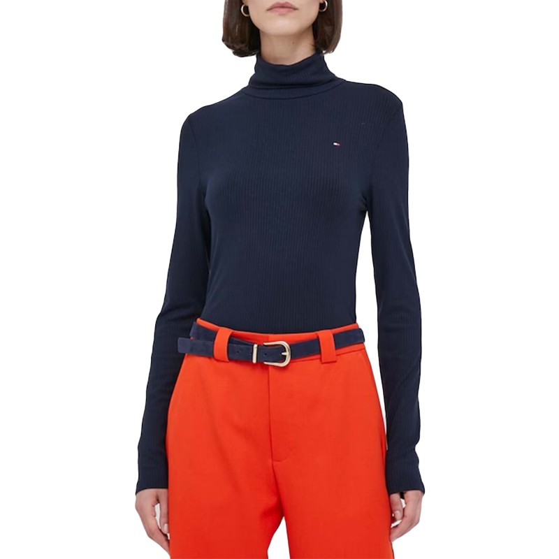 Tommy Hilfiger Top Turtleneck Rib Slim 5X2-Dark Night Blue Tommy Hilfiger Top Turtleneck Rib Slim 5X2-Dark Night Blue
