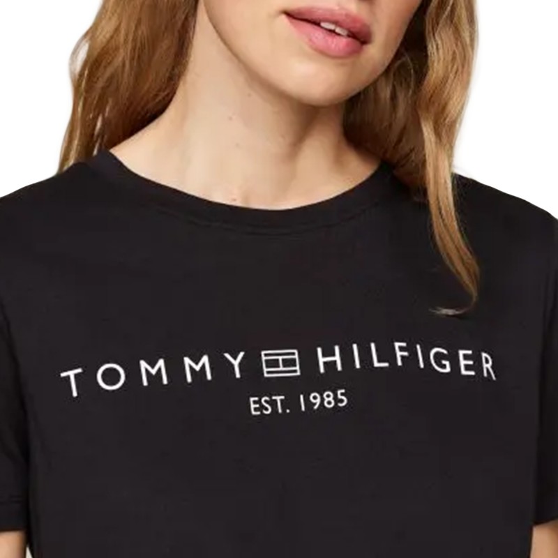 Tommy Hilfiger T-Shirt Regular Fit Corp Logo Crewneck-Black Tommy Hilfiger T-Shirt Regular Fit Corp Logo Crewneck-Black