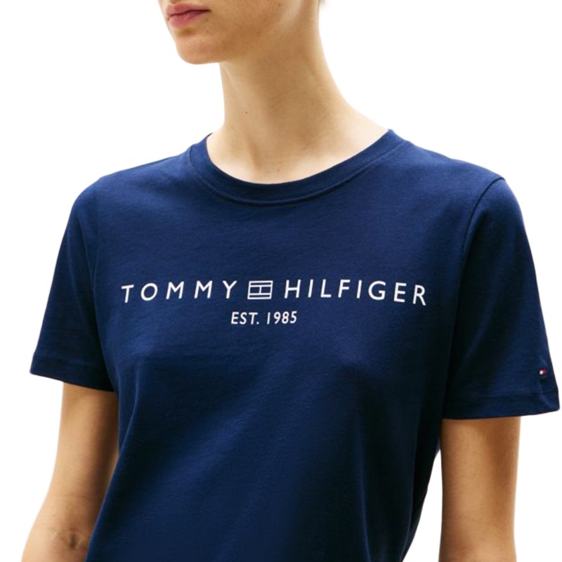 Tommy Hilfiger T-Shirt Regular Fit Corp Logo Crewneck-Dark Night Navy