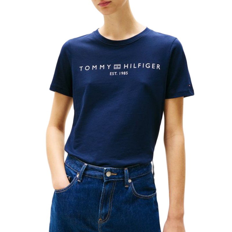 Tommy Hilfiger T-Shirt Regular Fit Corp Logo Crewneck-Dark Night Navy