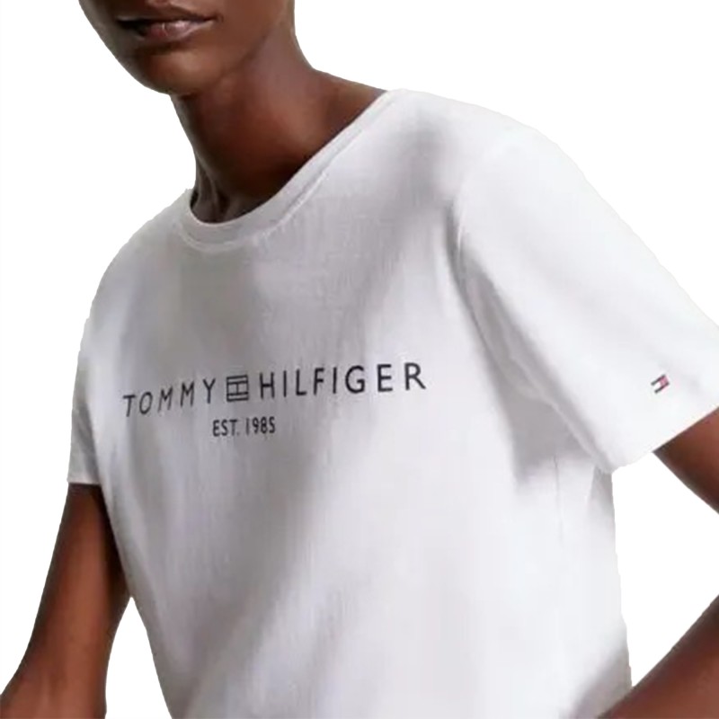 Tommy Hilfiger Regular Fit Corp Logo Crewneck T-Shirt-TH Optic White