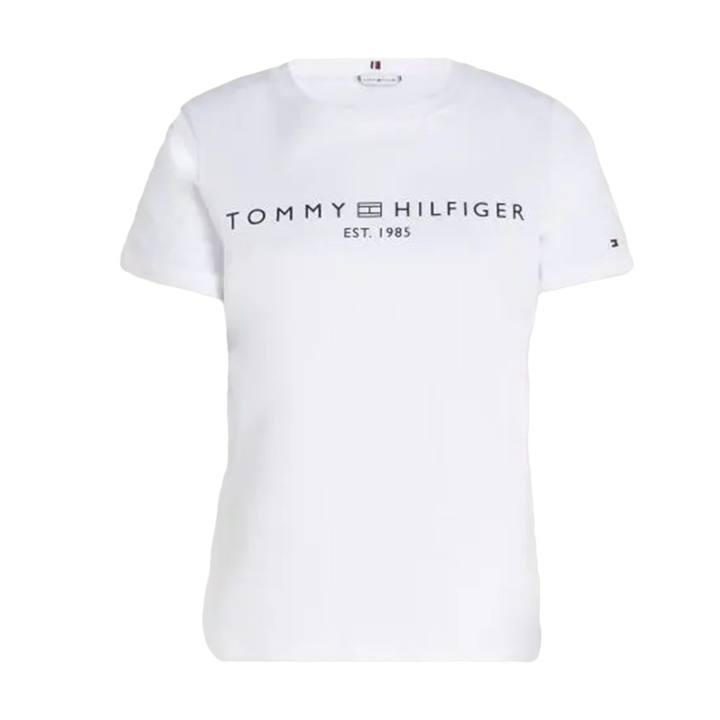 Tommy Hilfiger Regular Fit Corp Logo Crewneck T-Shirt-TH Optic White