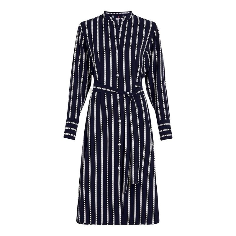 Tommy Hilfiger Argile Stripe Midi Shirt Dress-Argyle STP/Desert Sky