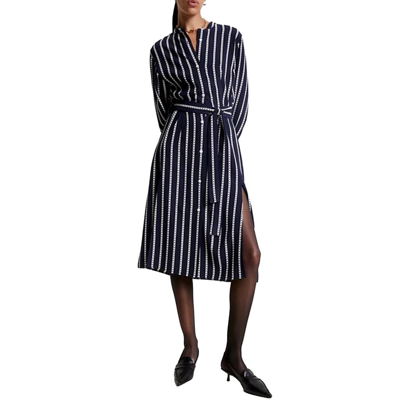 Tommy Hilfiger Argile Stripe Midi Shirt Dress-Argyle STP/Desert Sky
