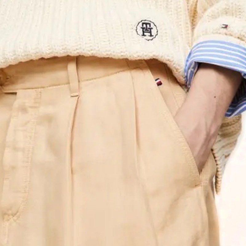 Tommy Hilfiger Cotton Linen Relaxed Straight Pants-Harvest Wheat Tommy Hilfiger Cotton Linen Relaxed Straight Pants-Harvest Wheat